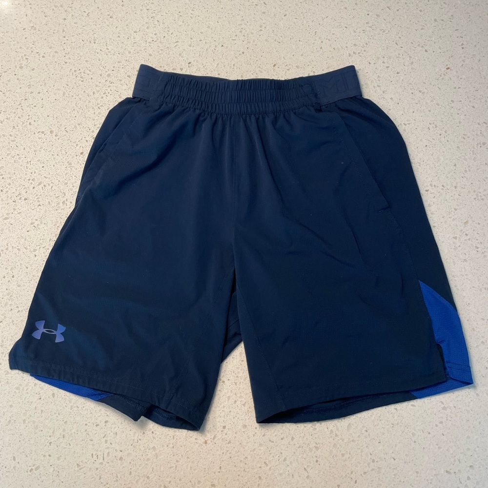 Under Armour HEATGEAR Men’s Athletic Gym Training Shorts - Navy Blue - Size S